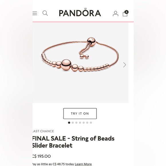 Pandora STRING OF BEADS Genuine 14K rose GOLD plated Adjustable Bracelet - Picture 14 of 14